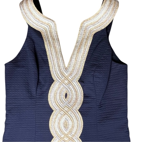 Lilly Pulitzer Valli Shift Dress with Metallic Embroidery in Navy Size 00 - Picture 12 of 16